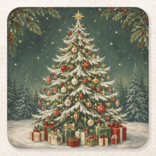 The Winter Woodland's Crown Jewel Square Paper Coaster
