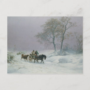The wintry road to market postcard