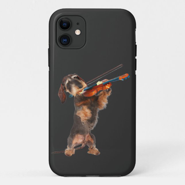 The Wirehair Dachshund Playing A Violin Case-Mate iPhone Case (Back)