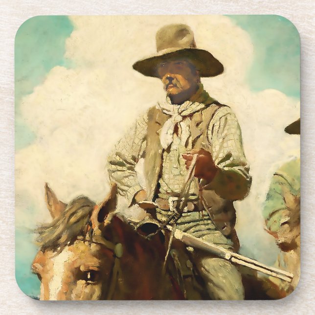 The Wiry Marshall Western Art by NC Wyeth Coaster (Front)