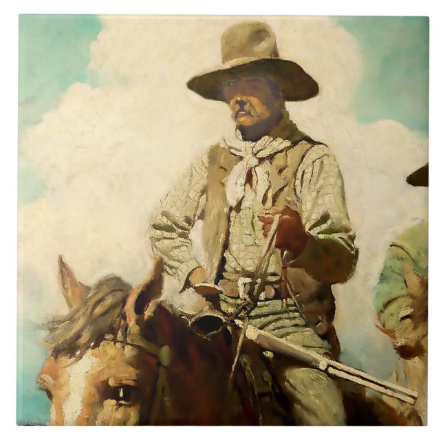 The Wiry Marshall Western Art by NC Wyeth Tile (Front)