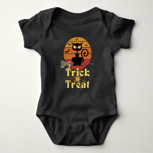 The Witch Broom Black Cat Trick or Treat Adventure Baby Bodysuit