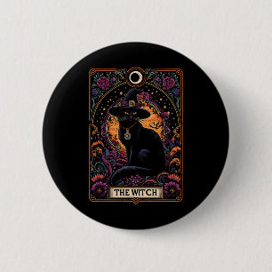 The Witch Cat Tarot Card Halloween Vintage Gothic 6 Cm Round Badge
