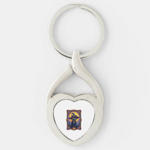 The Witch Cat Tarot Card Halloween Vintage Gothic Key Ring
