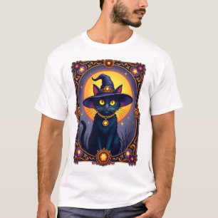 The Witch Cat Tarot Card Halloween Vintage Gothic  T-Shirt