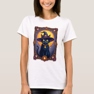 The Witch Cat Tarot Card Halloween Vintage Gothic T-Shirt