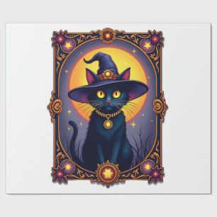 The Witch Cat Tarot Card Halloween Vintage Gothic Wrapping Paper