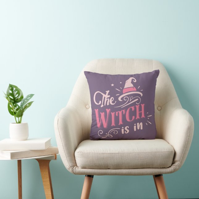 The Witch is In Purple Halloween Cushion (Chair)