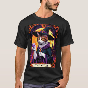 The Witch Kitten Vintage Tarot Card Cat Halloween T-Shirt