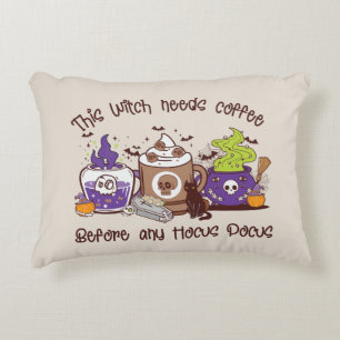 The Witch Needs Coffee - Coffee Lover Decorative Cushion