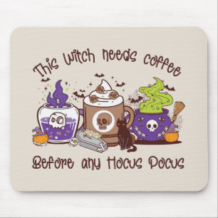 The Witch Needs Coffee - Coffee Lover Mouse Mat