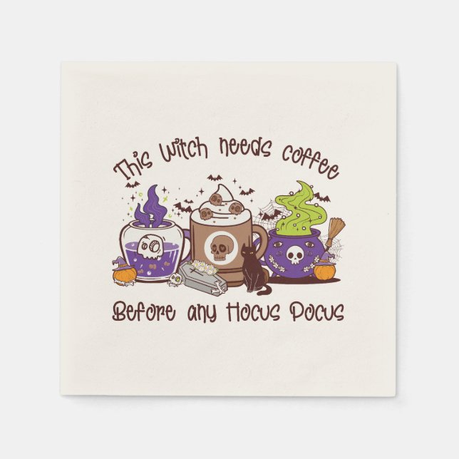 The Witch Needs Coffee - Coffee Lover Napkin (Front)