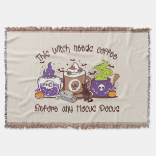 The Witch Needs Coffee - Coffee Lover Throw Blanket
