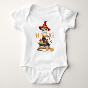 The Witch Owl Magic Fall Themed Baby Bodysuit
