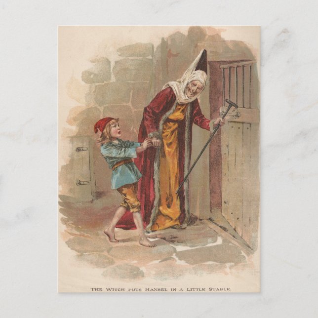 The Witch put Hansel in the Stable Postcard (Front)