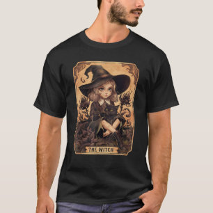 The Witch Tarot Card Gothic Witchy Vibes Black Cat T-Shirt
