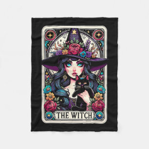 The Witch Tarot Card Halloween Gothic Witchy Vibes Fleece Blanket