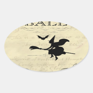 The Witches Ball Halloween Oval Sticker