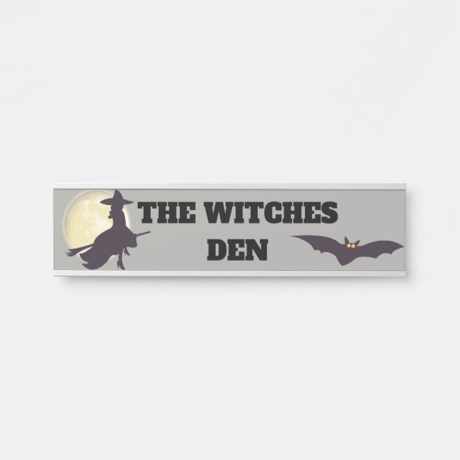 The witches den add message or name hanging plate door sign (Front)