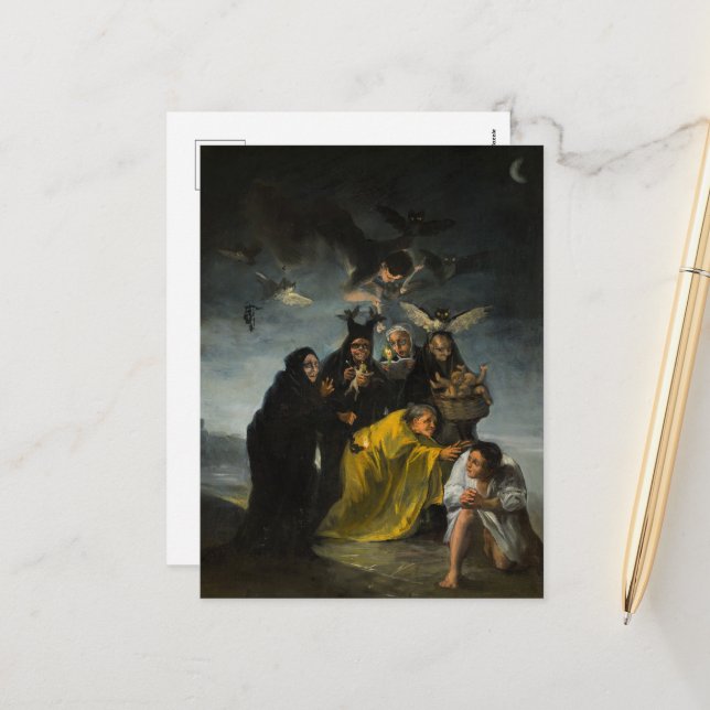 The Witches' Sabbath, Las Brujas by Francisco Goya Holiday Postcard (Front/Back In Situ)