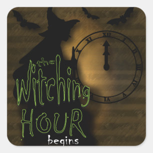 The Witching Hour Begins   Halloween Square Sticker