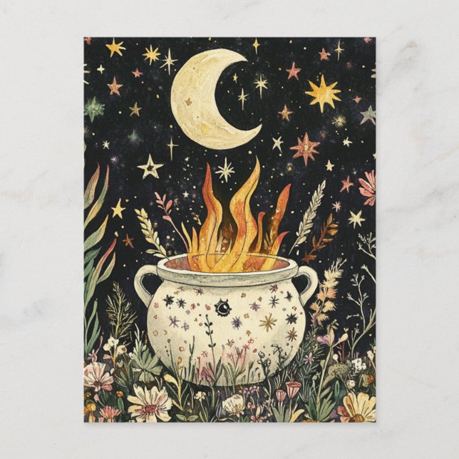 The Witchs Cauldron with Flames Postcard (Front)