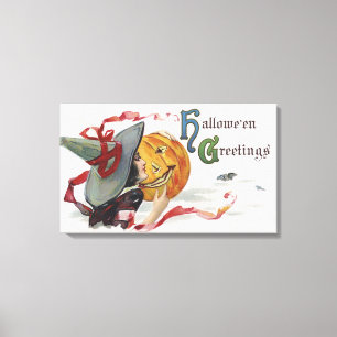 The Witch's Kiss: a Jack o Lantern on Halloween Canvas Print