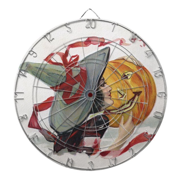 The Witch's Kiss: a Jack o Lantern on Halloween Dartboard (Front)