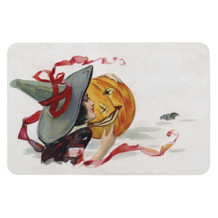 The Witch's Kiss: a Jack o Lantern on Halloween Magnet