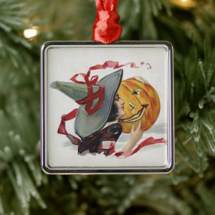 The Witch's Kiss: a Jack o Lantern on Halloween Metal Tree Decoration