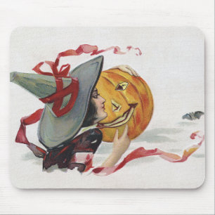 The Witch's Kiss: a Jack o Lantern on Halloween Mouse Mat