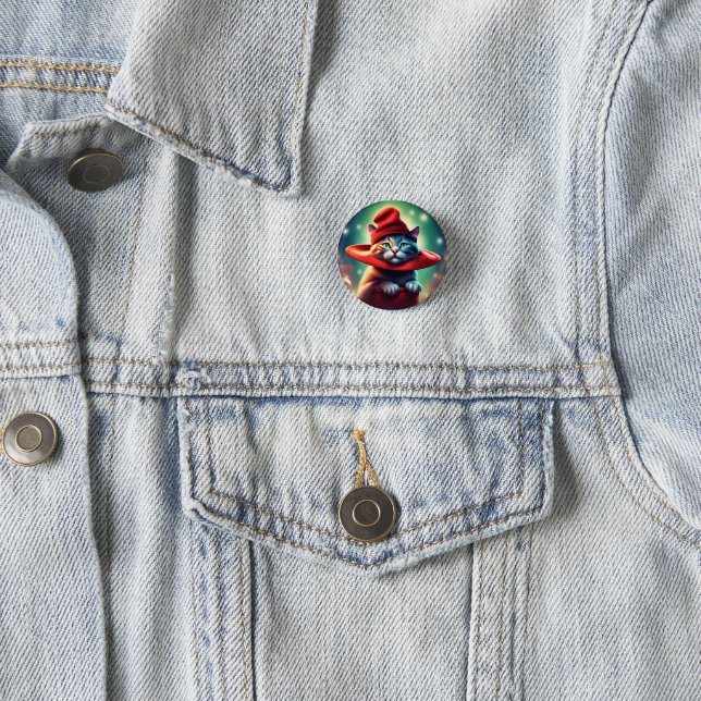 the wizard cat 3 cm round badge (In Situ)