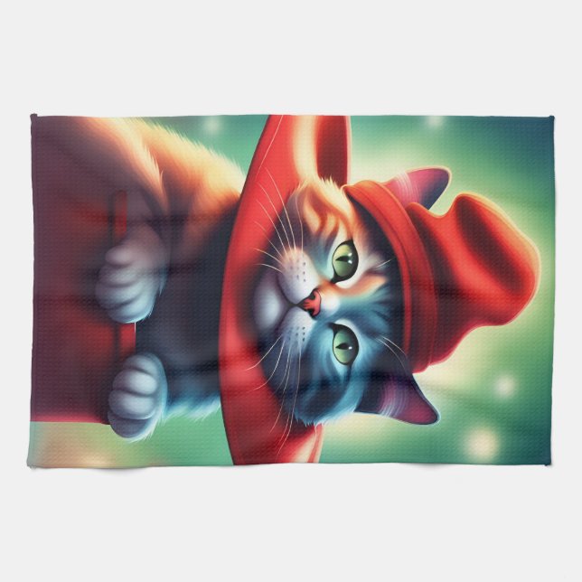 the wizard cat tea towel (Horizontal)