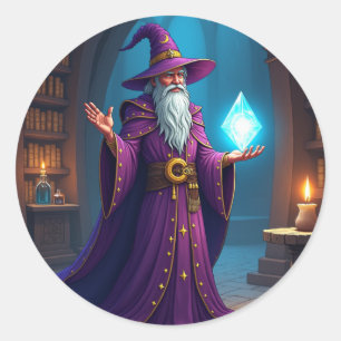 The Wizard Consults His Magic Crystal Classic Round Sticker