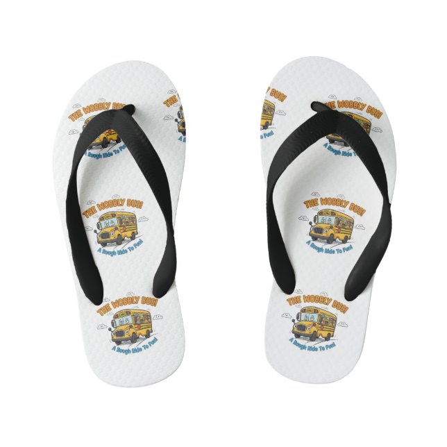"The Wobbly Bus" Playful School Days Kid's Flip Flops (Footbed)