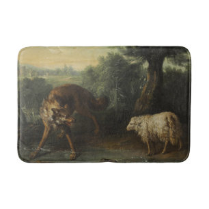 The Wolf and the Lamb (by Jean-Baptiste Oudry) Bath Mat