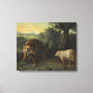 The Wolf and the Lamb (by Jean-Baptiste Oudry) Canvas Print