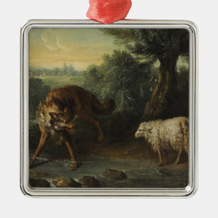 The Wolf and the Lamb (by Jean-Baptiste Oudry) Metal Tree Decoration