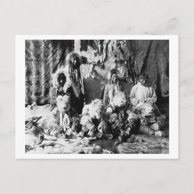 The "Wolf dance" of the Kaviagamutes Postcard (Front)