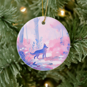 The Wolf in the Snow Ceramic Tree Decoration