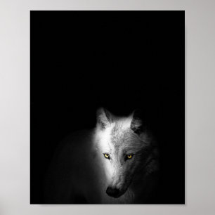 The Wolf, modern, black and white photograph, Poster