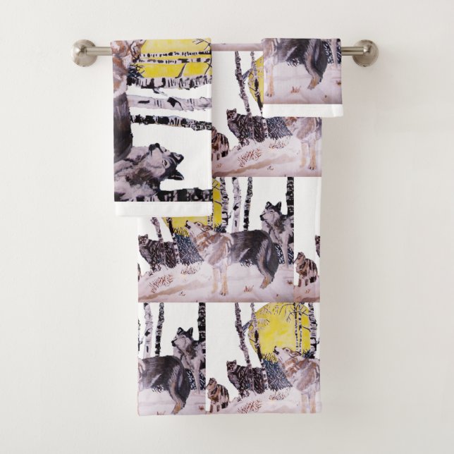 THE WOLF PACK BATH TOWEL SET (Insitu)