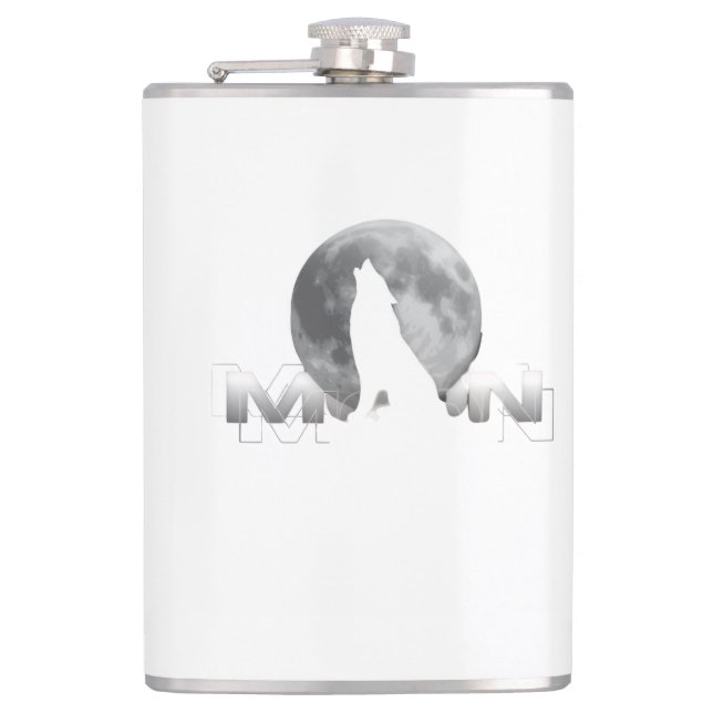 the wolf`s cry under the full moon hip flask (Front)