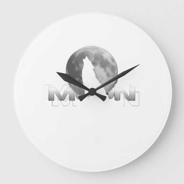 the wolf`s cry under the full moon large clock (Front)