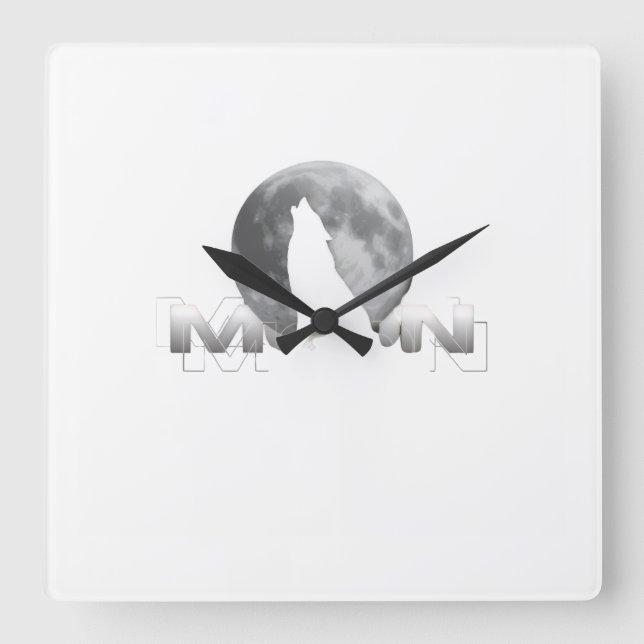 the wolf`s cry under the full moon square wall clock (Front)