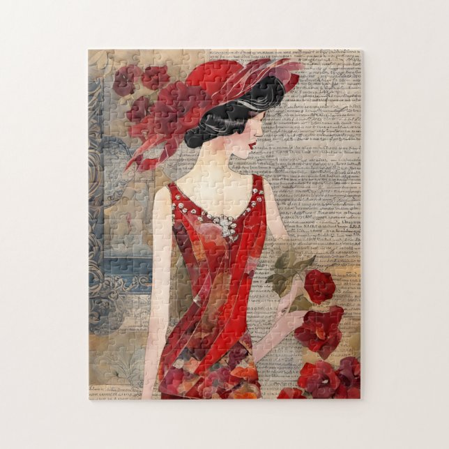 The Woman in a red dress collage Jigsaw Puzzle (Vertical)