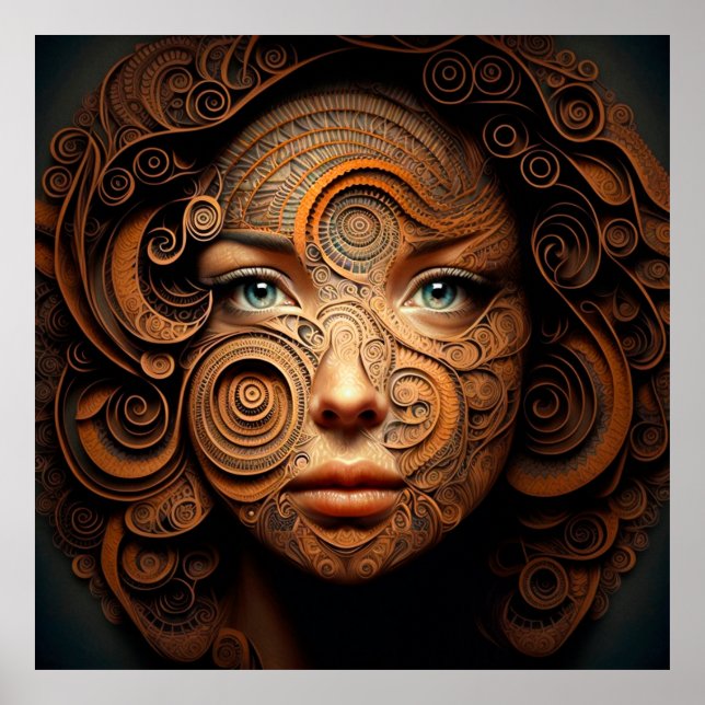 The Woman in the Spirals #2 Digital Abstract Poster (Front)