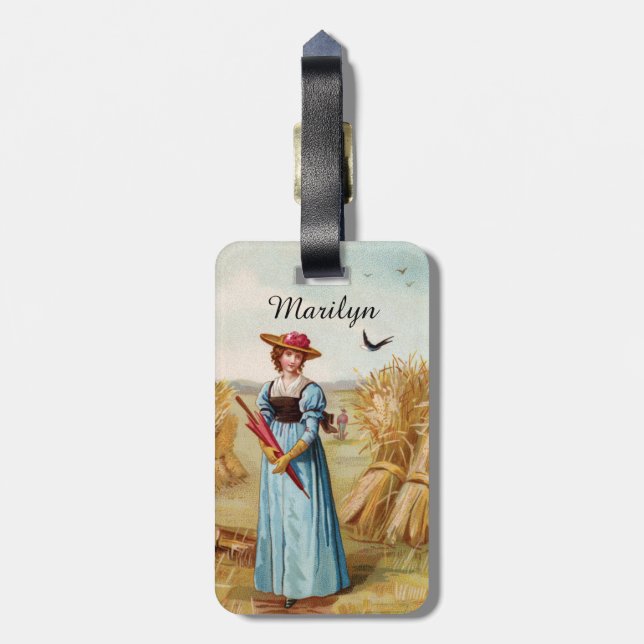The Woman in the Wheat Field Luggage Tag (Back Vertical)
