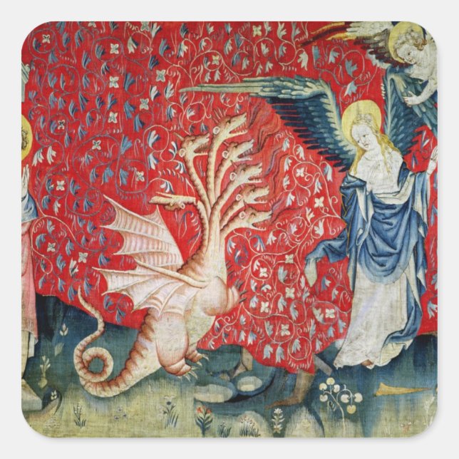 The Woman Receiving Wings to Flee the Dragon Square Sticker (Front)