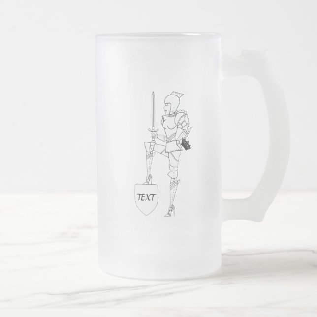 "The Woman, The Warrior, the Queen!" Frosted Glass Beer Mug (Right)
